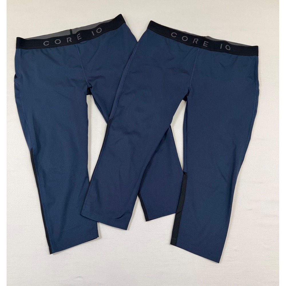 2‎ - Core 10 Women's Navy Blue Mesh Panel Cropped Leggings Size 2X Activewear